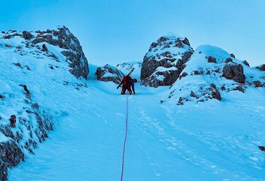 Im Mittelteil der Now or Never an der Göll Ostwand