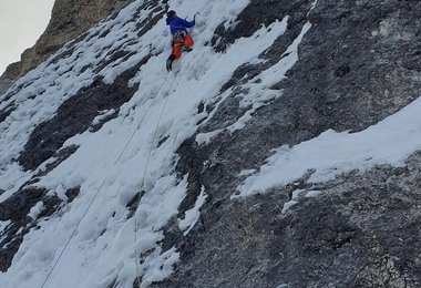 Simon Gietl in der Route Aura am Langkofel