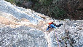 Am Ende der ersten Seillänge der Palma.