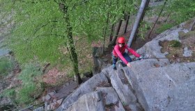 Mittelteil des linken Peter Santner Klettersteiges.