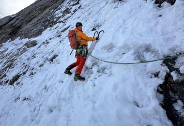 Martin Feistl in der Route Aura am Langkofel