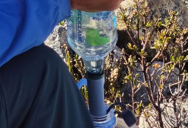 3 Liter Wasser haben wir in ca. 3-5 Minuten gefiltert 