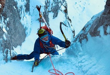 Tobi Ebner in der 4ten Seillänge - Now or Never an der Göll Ostwand