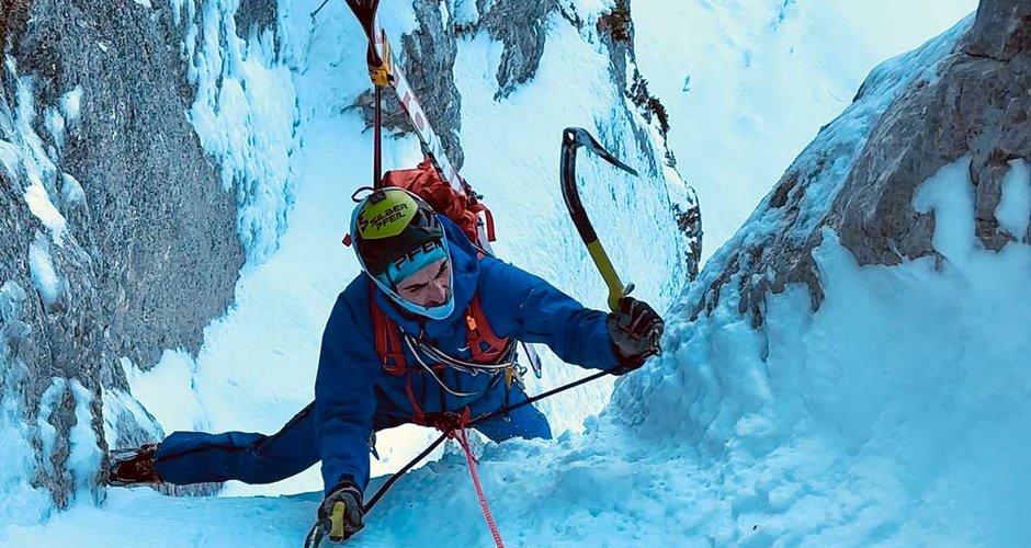 Tobi Ebner in der 4ten Seillänge - Now or Never an der Göll Ostwand