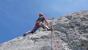 Steiler Beginn der 3ten Seillänge.