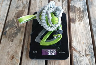 Das Edelrid Cable Kit Ultralite 6 wiegt bei uns 368 Gramm