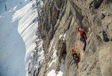 Mich Kemeter in der "Unendlichen Geschichte" (320 m, 8b+) (c)  Stefan Fritsche