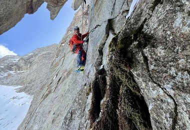 Klettern an der Sagwandspitze - Schiefer Riss; Fotos: Gietl/Sieberer