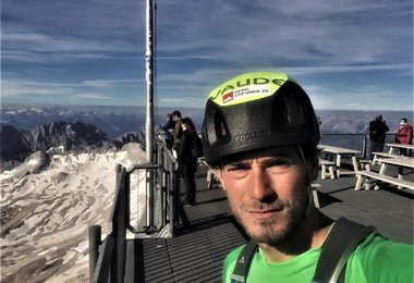 Vor dem Start, auf der Gipfelterasse der Zugspitze. Foto F. Miller
