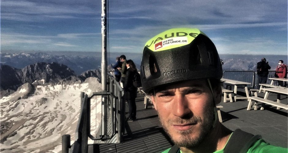 Vor dem Start, auf der Gipfelterasse der Zugspitze. Foto F. Miller