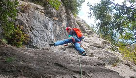 Die Plattenrampe am Beginn der "Sesto Senso" im Val di Ledro.