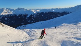 Bei der Skiabfahrt vom Egger Berg.