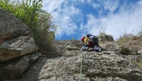 Die dritte Seillänge der Via Crucis - Lumignano