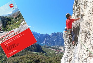 Klettern in der Route Miralago in einem neuen Gebiet bei Nago
