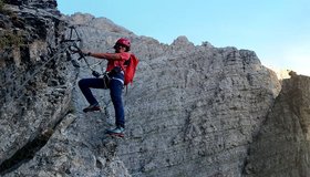 Querung in die große Schlucht - Ferrata Marmol Schiara