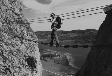 Die Seilbrücke im Drachenwand Klettersteig, Foto: Dieter Wissekal