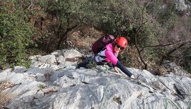 Die vierte Seillänge der Metamorfosi am Monte Baone Arco