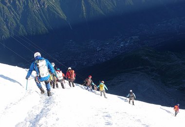 Beim Abstieg von der Aiguille du Midi in Chamonix