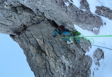 Am Stand vor der dritten Seillänge (am 19.12.20) (c) M. Schuster