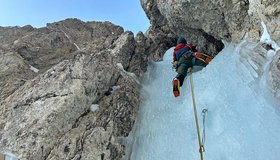 In der vorletzten Seillänge - Hruschka im Val Mesdi bei Colfuschg