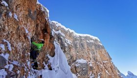 Simon Gietl in der Route Sorejina - Sennesspitze