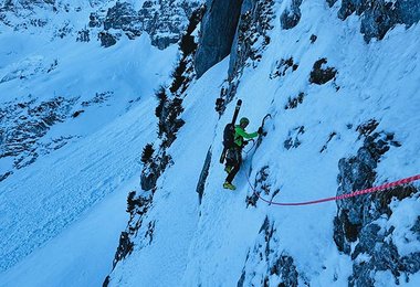 Rudi Hauser in der zweiten Seillänge von Now or Never - Göll Ostwand