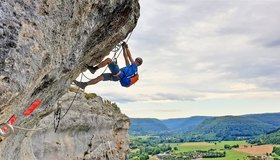 Daniel Rieser im Ausstieg Sortie du  Grand Courbeau (E/F)