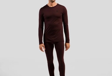 Odlo Natural Merino 260 Base Layer Langarmshirt und Odlo Natural Merino 260 Base Layer Tights in Größe M, Farbe Fudge