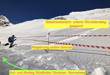 Sperre am Großglockner Normalweg von Süden (c) ÖAK