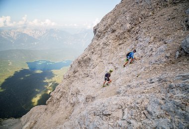 Im mittelteil der Zugspitze Nordwestwand (Eisenzeit); Foto: Silvan Metz