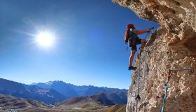 Das zweite Steilstück nach dem Spreizschritt - Ferrata Furcela de Saslonch - Klettersteig Langkofelscharte