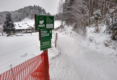 Beginn der Engstelle (bei der Abfahrt aufgenommen).