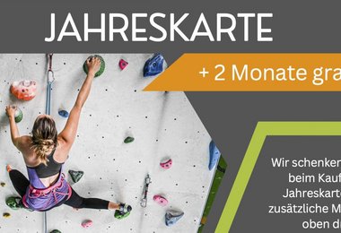 Kletterhalle Wörgl - beim Kauf einer Jahreskarte - es gibt 2 Monate gratis dazu