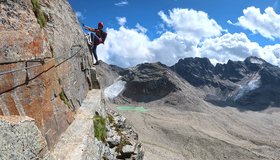 Blick zu den Gletscherresten - Tschenglser Hochwand Südwand Klettersteig