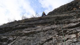 Die zweite, schon steilere Seillänge - Pilastro Centrale am Monte Baone