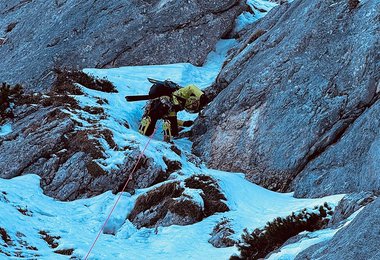 Zweite Seillänge von Now or Never an der Göll Ostwand