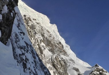 Ortler Nordwand - Blick zu den Seracs rechts von der Nordwand.