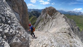 Am Ende der großen Schuttrinne - Via Normale - Normalweg Colac 