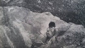 Andreas Jentzsch bei der Erstbegehung der Route Hiroshima im Jahr 1989 (c) Christian Hacker