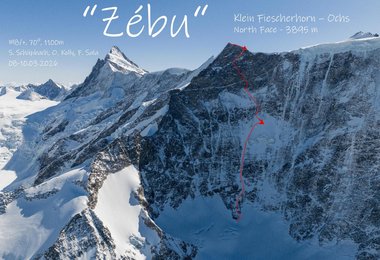 Zébu - Nordwestwand des Klein Fiescherhorns - M8/+, 70°, 1100 m