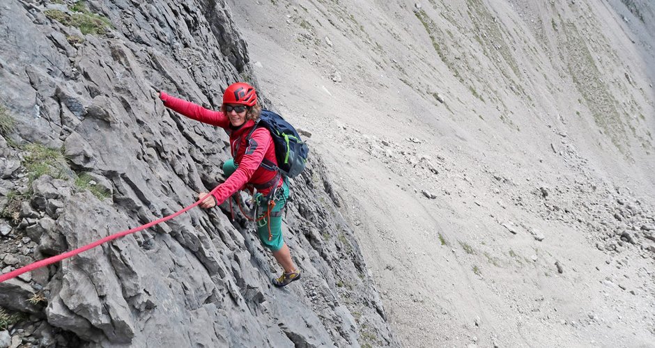 Der Rock&Roll Rucksack in seinem Element - Mehrseillängen-Klettertouren.