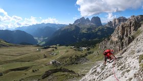 Panorama wie im Bilderbuch - am Ende der Schlüsselseillänge.