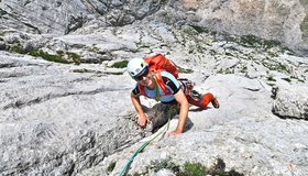 Am Ende der 4ten Seillänge der Inowa am Häuselhorn
