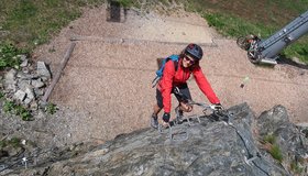 Kurz vor der Verbindung - linke Variante Spieljoch Klettersteig