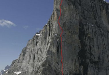 Die Ostwand des Titlis mit der eingezeichneten Linie