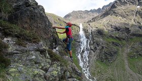 In der ersten Seillänge des Goasweg bei der Winnebachseehütte